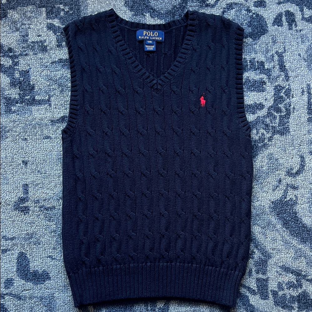 Kids Polo by Ralph Lauren V-Neck Sweater Vest size Small ( 8) Navy Blue